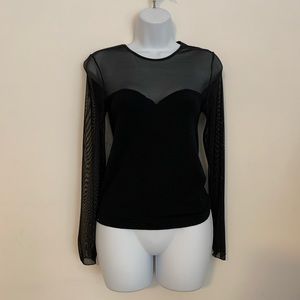 Black Sexy Top with Mesh Sleeves -Size S